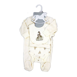 Giraffe Neutral 5pc Velour Set - Sz 0-3 mths