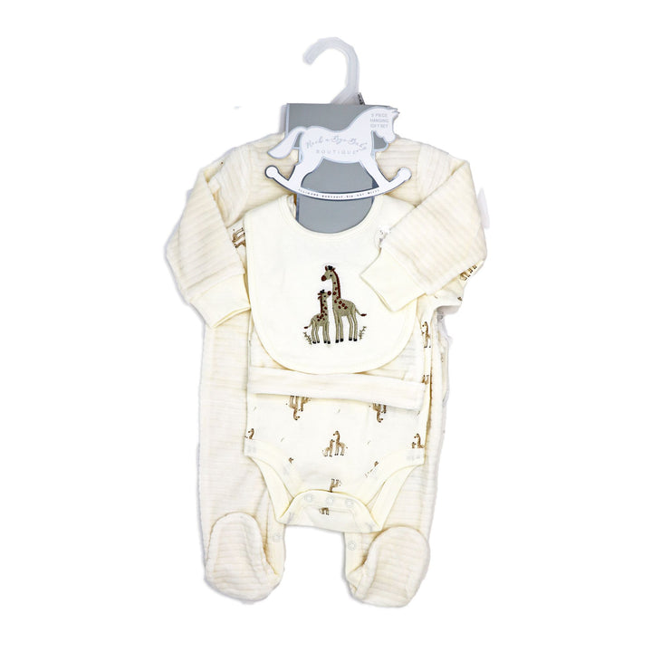 Giraffe Neutral 5pc Velour Set - Newborn