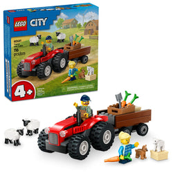 Red Farm Tractor with Trailer & Sheep - Lego City Great Vehicles