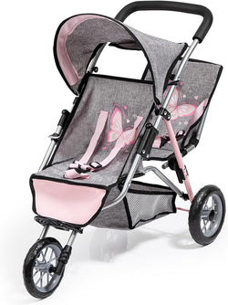 Butterfly Twin 3 Wheel Doll Stroller