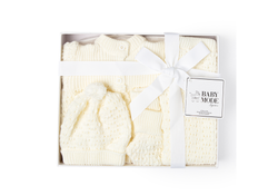 4pc Knit Infant Boxed Set - Ivory - Pants, Cardigan, Hat, Booties