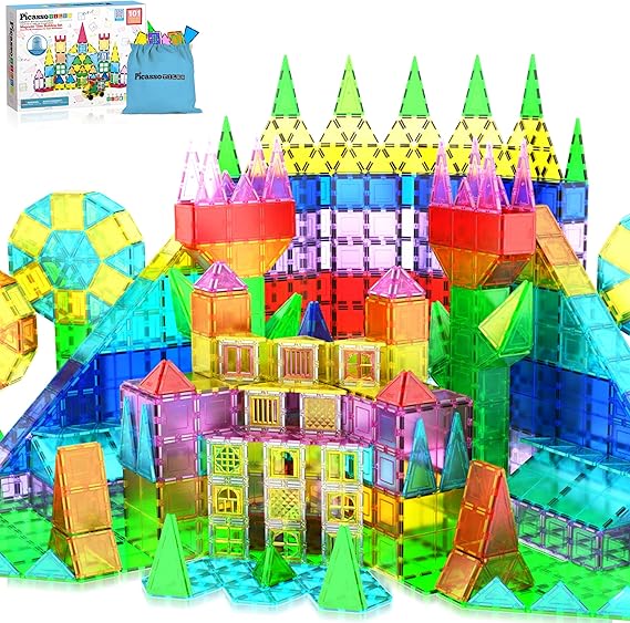 101 Piece Magnet Tile Building Blocks Construction Toy Set - Picasso Tile