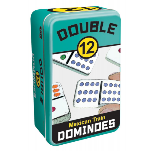 Mexican Train Double 12 Color Tin Dominoes