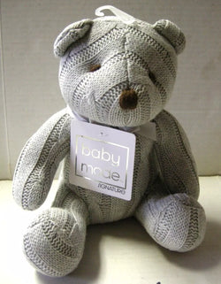 Cable Knit Grey Teddy Bear