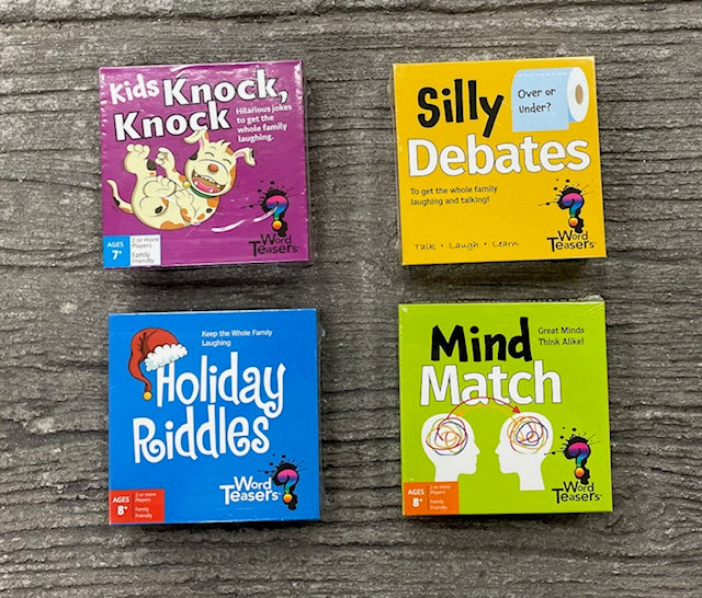 Word Teasers Medium Deck Assortment - Mind Match, Dad Jokes, Holiday Riddles, Kids Knock Knock Jokes