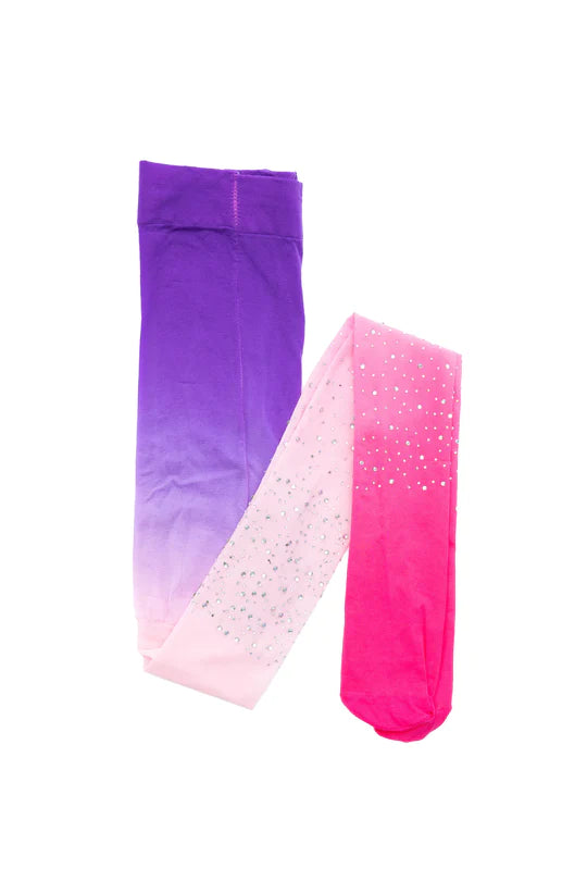 Rhinestone Tights Ombre Pink/Purple Sz 3-8