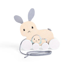 Wooden Bunny & Baby Pull Along Toy - Bigjigs