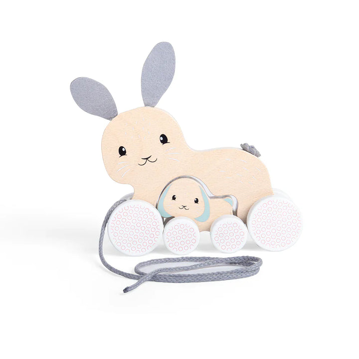 Wooden Bunny & Baby Pull Along Toy - Bigjigs