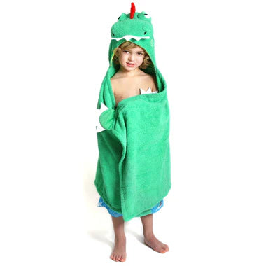 Kids Plush Hooded Bath Towel Dinosaur